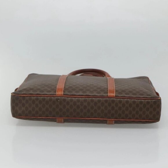 CELINE Macadam Canvas Hand Bag PVC Leather Brown Gold - Picture 9 of 15